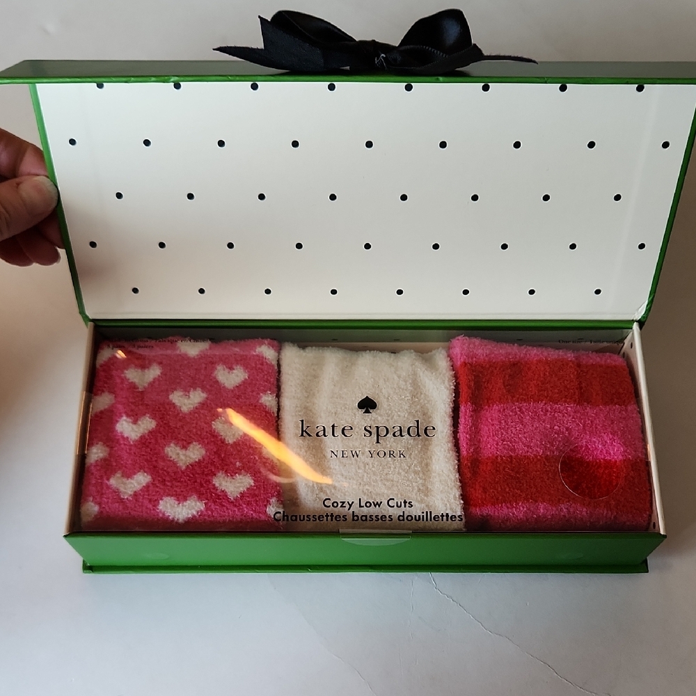 Kate Spade 3 Pairs Of Pink and Red  Fuzzy Socks